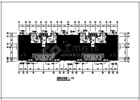 3280平方米某县六层带阁楼群星花园小区住宅楼建筑施工cad图，共十三张土木在线