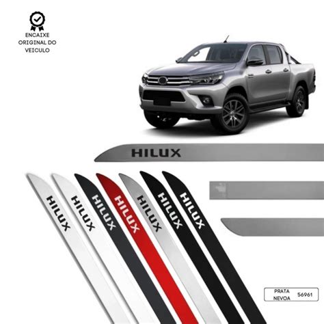 Friso Lateral Facão Hilux Cabine Dupla TOP MIX Prata Metálico Audio