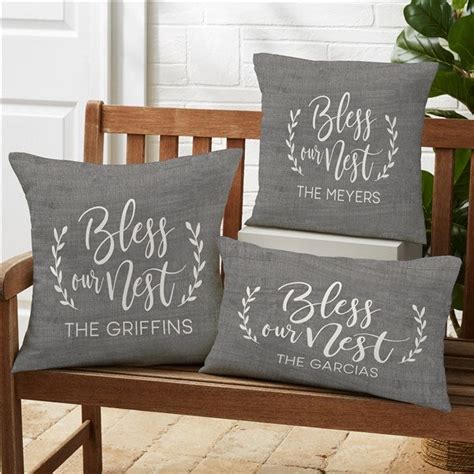 Bless Our Nest Personalized Outdoor Throw Pillows