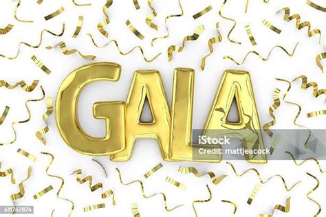 Gold Word Gala And Confetti Background Stock Photo Download Image Now