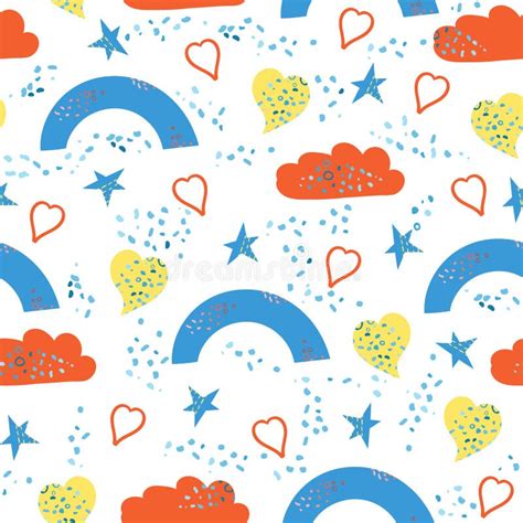 Rainbows Clouds Hearts Pattern Stock Illustrations 290 Rainbows