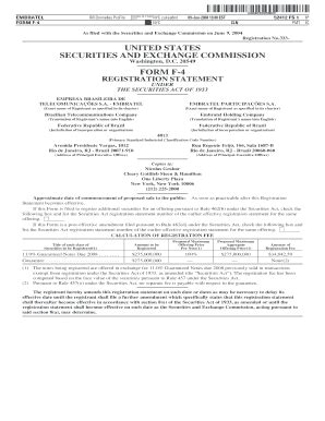 Fillable Online Washington DC 20549 FORM F 4 REGISTRATION STATEMENT