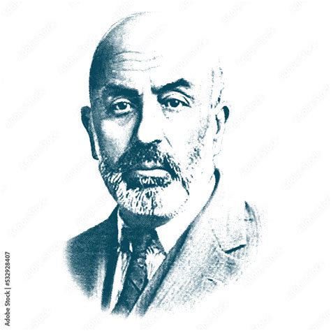 Mehmet Akif Ersoy Portrait From Turkey Isolated Vector Stock Vector