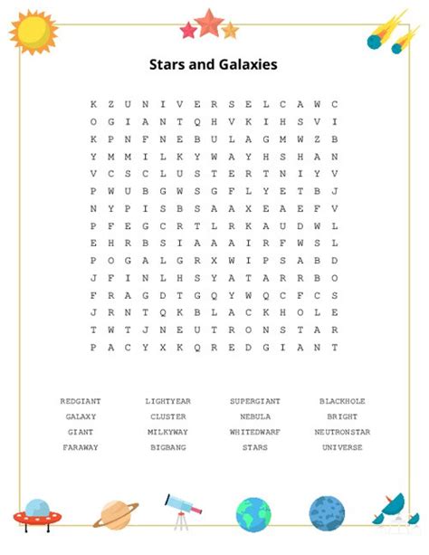 Stars And Galaxies Word Search