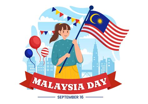 Happy Malaysia Day Celebration Vector Illustration on 16 September with ...