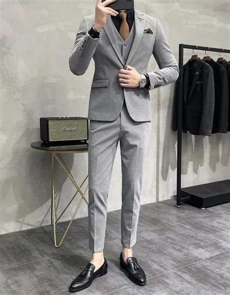 Terno Masculino Cinza Claro Slim Suits Compre Agora Online Shopping City