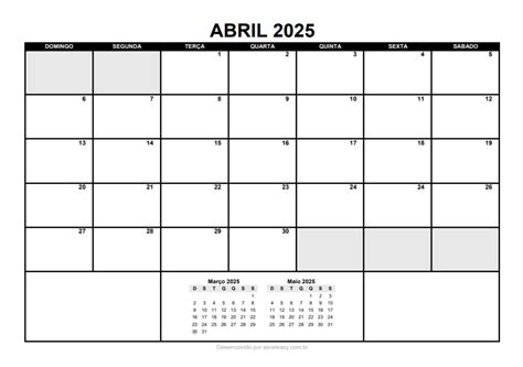 Calendário Abril 2025 Brasil - 10