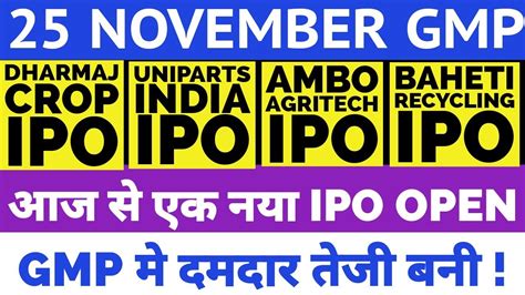 DHARMAJ CROP IPO GMP TODAY UNIPARTS INDIA IPO GMP REVIEW PRITIKA