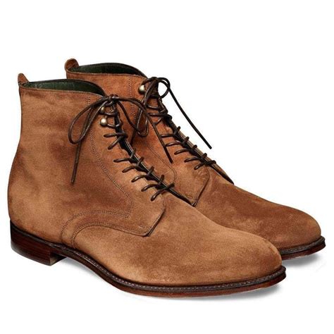 Elegant Handmade Mens Ankle High Suede Lace Up Boots Mens Brown