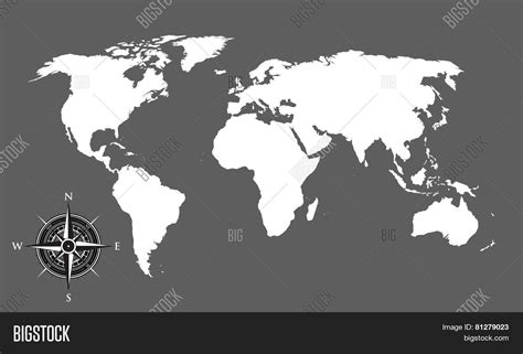 World Map Compass Vector And Photo Free Trial Bigstock