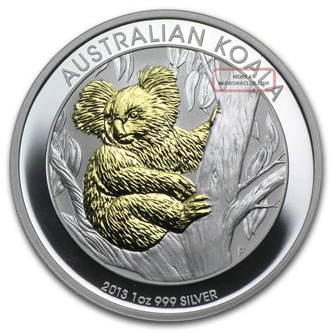 Australia 2013 Koala Gold Gilded 1 Oz Proof Silver Coin Low