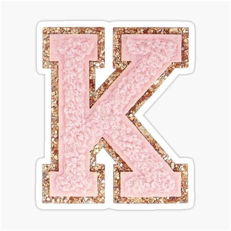 Preppy Light Pink Varsity Letter K Sticker