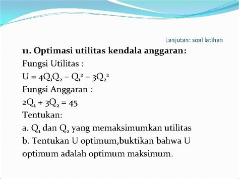 Contoh Soal Fungsi Utilitas Contoh Soal Lagrange 2 Maksimalisasi Utilitas Youtube