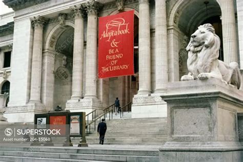 Entrance of a library, New York Public Library, Manhattan, New York ...