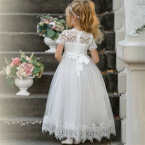 Lace Flower Girl Dress Ivory Rustic Flower Girl Dress Communion Dress