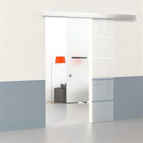 DURADOOR Glasschiebetür Set aus Sicherheitsglas im 5 Streifendesign