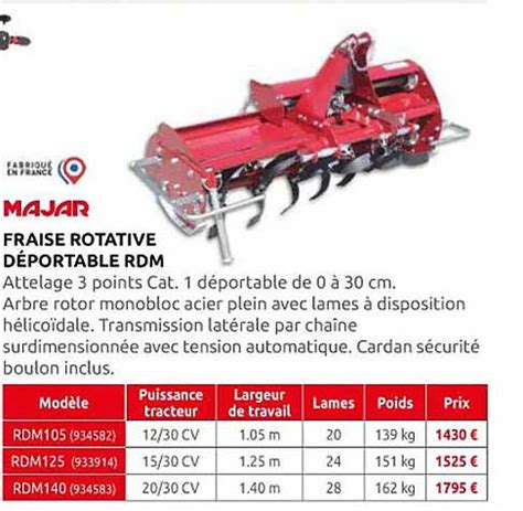 Promo Fraise Rotative Déportable Rdm Majar chez Rural Master