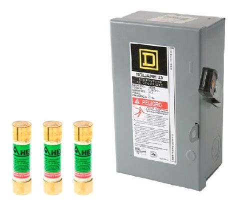 Caja Fusible 3polos Trifasico 60a Interruptor Luz Palanca Envío gratis