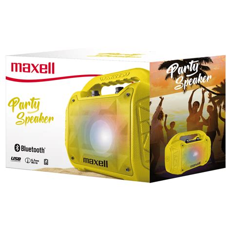 Parlante Fiesta Amarillo Maxell Bluetooth con Agarradera y Batería