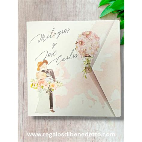 Invitación De Boda Pareja Flores