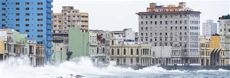 Waves Crashing On The Malecon Wall Of Havana Cuba Stock Photo Image