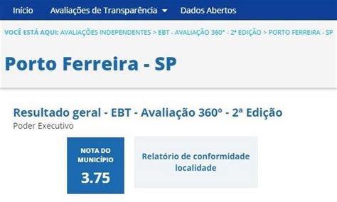 Portal Transpar Ncia Da Prefeitura De Porto Ferreira Reprovado Em