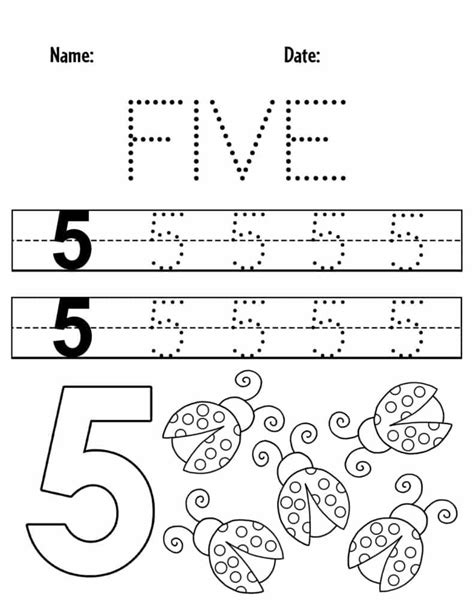 Free Number 5 Worksheets For Preschool ⋆ The Hollydog Blog Worksheets