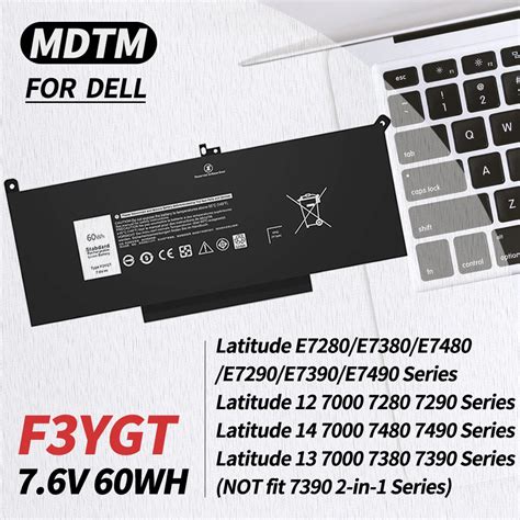 F3YGT Latitude 7480 Battery 7490 Battery 60WH For Dell Latitude 12 7000