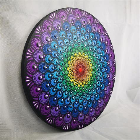 Chakra Flower One Of A Kind Acrylic Dot Painting 40cm Circular