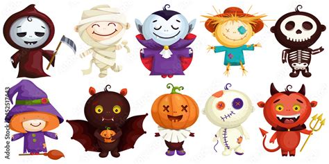 Set of cute characters in Halloween costumes. Cartoon Count Dracula ...