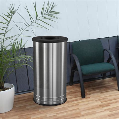 Tough Guy 18 Gal Round Trash Can Metal Indigosilver 34au7534au75