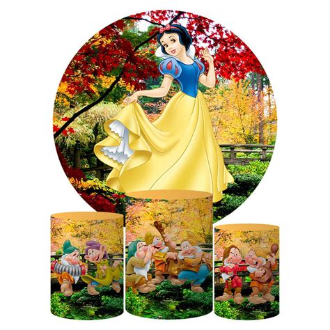 Trio Capa Cilindro Painel Tema Branca De Neve Veste F Cil