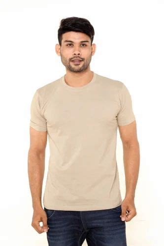 Cream Round Neck T Shirt At Rs 110 Crew Neck T Shirt In Tiruppur Id 14178581597