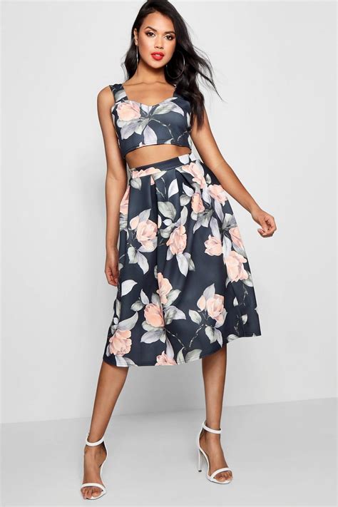 Crop Top And Full Midi Skirt Co Ord Set Boohoo Au