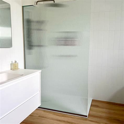 Radius Corner Fluted Frameless Shower Screen Fixed Panel Off