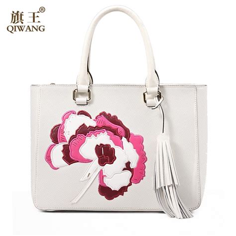 QIWANG Butterfly Leather Bag Luxury Summer Saffiao Women Leather