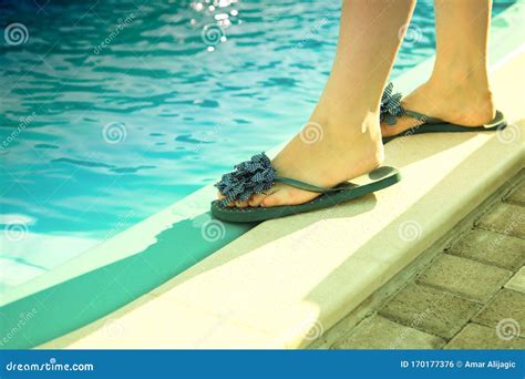 Beautiful Female Foot In Swimming Pool Stock Photo Image Of Cute