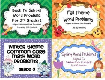 Seasonal Common Core Word Problems Bundle Grade By Knj Kreations