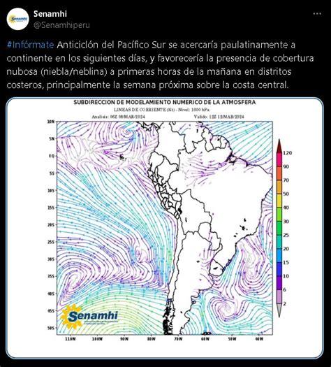 Senamhi Anticiclón Del Pacífico Sur Se Acerca A Territorio Peruano