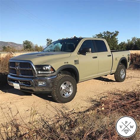 Ram Truck Wrapped In Avery SW Satin Khaki Green Vinyl Vinyl Wrap 3M