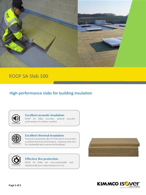 Kimmco Isover Tds Roof Sa Slab 100 0 Pdf Building Insulation Thermal Conductivity