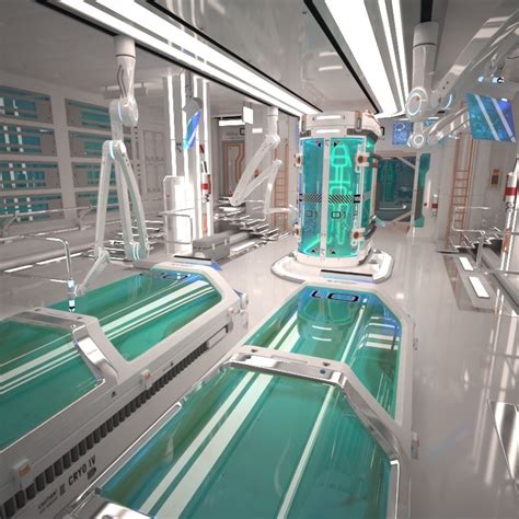 futuristic laboratory interior 2 3d model