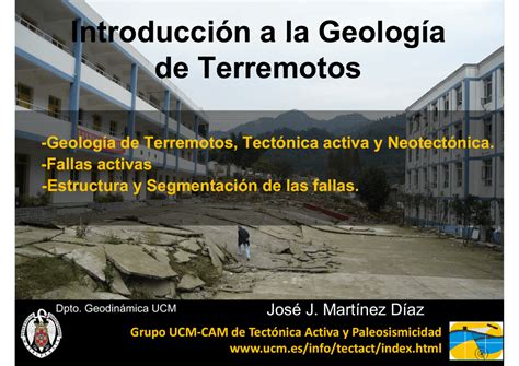 Introduccion A La Geologia De Terremotos