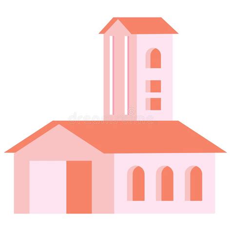 Pink Church Building Facade Stock Illustration Illustration Of