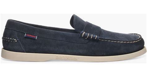 Sebago Dan Leather Boat Loafers In Blue For Men Lyst Uk