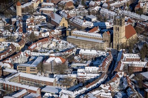 Münster aus der Vogelperspektive Winterluftbild Altstadtbereich und