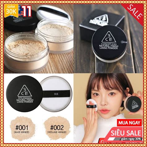 Phấn Phủ kiềm dầu 3CE Natural Finish Loose Powder Có Bill hãng