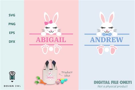 Easter Bunny Name Monogram Frame Svg File By Design Owl Thehungryjpeg