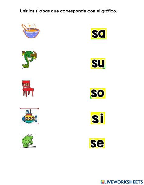 silabas  sa se   su worksheet