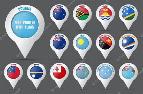 Premium Vector | Set the pointer to the map with the flag of the ...